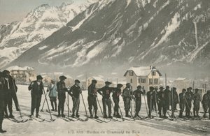 Instruktorzy narciarstwa w Chamonix (kolorowe zdjęcie) autorstwa French Photographer