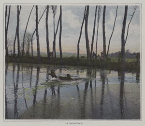 Pływanie jelenia, aby uciec z polowania (kolorowe zdjęcie) autorstwa French Photographer