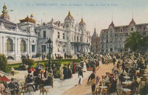 Taras Cafe de Paris, Place du Casino, Monte Carlo. Pocztówka wysłana w 1913 roku. autorstwa French Photographer