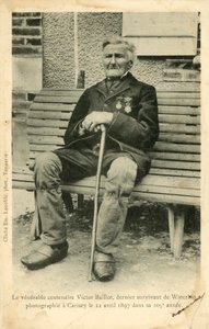 Victor Baillot, ostatni ocalały z bitwy pod Waterloo, sfotografowany w Carisey 22 kwietnia ? autorstwa French Photographer