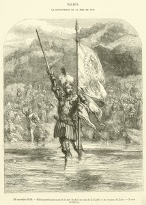 29 listopada 1513 Balboa przejmuje w posiadanie Morze Południowe w imieniu Kastylii i Królestwa Leonu (rycina) autorstwa French School