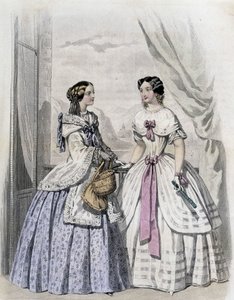 2 modne kobiety - w "Journal des Demoiselles" 1852. autorstwa French School