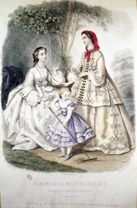 2 kobiety i dziewczynka: Moda - w „Albumie de la Mode illustrée”” autorstwa French School