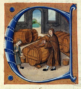 AE II/1667 Produkcja wina w średniowieczu, z „Redevancier de Saint-Germain-des-Pres”, ok. 1530 (wellum) (szczegóły z 211985) autorstwa French School