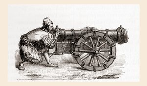 XVI-wieczna niemiecka armata ładująca od zamka, z Les Merveilles de la Science, opublikowana ok. 1870 r. (rycina) autorstwa French School