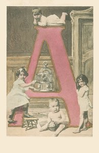A: Czworo małych dzieci, klatka i kakao autorstwa French School