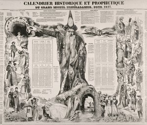 Historyczny i proroczy kalendarz Michela Nostradame (Nostradamusa) (1503-66) 1847 autorstwa French School