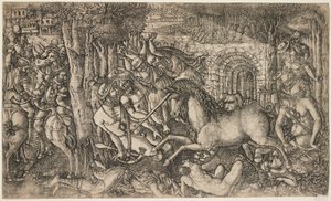 Król ścigany przez jednorożca, ok.1547 autorstwa French School