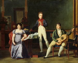 Muzyk i jego rodzina, prawdopodobnie Fernando Sor (1778-1839) autorstwa French School