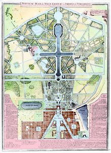 Nowy plan miasta, zamku i ogrodów wersalskich, 1714 autorstwa French School