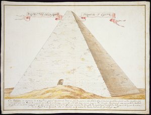 Widok perspektywiczny piramidy w Egipcie, ok. 1700 (pióro i atrament z toaletą na papierze) autorstwa French School