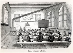 Szkoła Podstawowa w Paryżu, z Almanach du Magasin Pittoresque, 1975 autorstwa French School