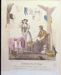 Pokój na szóstym piętrze, grawerowany przez Montoux i Cheyere, 1830 autorstwa French School