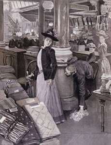 Złodziej w domu towarowym w Paryżu, ilustracja z Paradis des Dames, ok. 1895 r. autorstwa French School