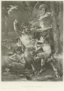 Rodzina satyrów (grawiura) autorstwa French School