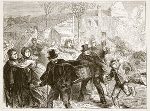 Pogrzeb podczas oblężenia, marzec 1871, ilustracja z Cassells History of the War between France and Germany, 1870-1871 autorstwa French School