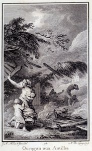 Huragan w Indiach Zachodnich. Grawer 1780 Chartres, Muzeum Sztuk Pięknych autorstwa French School