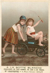 Francuska reklama butów A la Botte Blanche (chromolitografia) autorstwa French School
