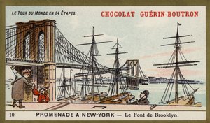 Spacer po Nowym Jorku - Most Brookliński (chromolitho) autorstwa French School