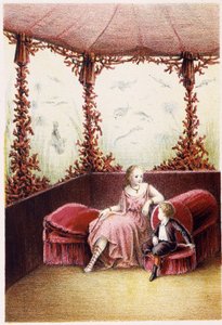Kobieta rozmawiająca z chłopcem - w „Podróży na dno morza” H. de la Blanchère. Paryż, wyd. Jouvet et Cie, sd. 1880. (podwójny 02940) autorstwa French School