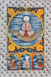 Abdallah of the Sea, ilustracja z The Arabian Nights, 1895 (kolorowa grawerunek) autorstwa French School