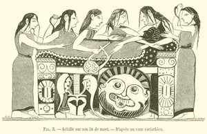 Achilles na łożu śmierci (rycina) autorstwa French School