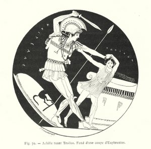 Achilles zabijający Troilusa (lito) autorstwa French School