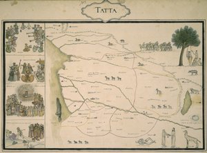 Add.Or.4039, f.37 Mapa Tatta, z „Albumu ilustrującego prowincje Imperium Mogołów”, opracowanej przez pułkownika Jean-Baptiste Gentile autorstwa French School