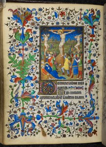 Dodaj 16997 f.153v Ukrzyżowanie, z Godzin Kawalerów, c.1420 (welum) autorstwa French School