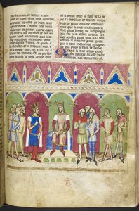 Dodać. MS 12228, f.223, Roman du Roy Meliadus de Leonnoys, c.1352 (pergamin) autorstwa French School