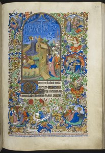 Dodaj Ms 18850 f.208r, Godziny męki: Agonia w ogrodzie, z dodatkowymi scenami w obramowaniu, z Księgi Godzin (Godziny Bedforda) c.1410-30 (atrament, kolor i złoto na welinie) autorstwa French School