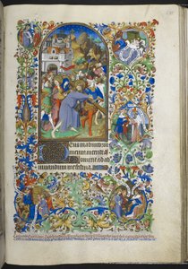 Dodaj Ms 18850 f.235r, Godziny męki [Płeć], Chrystus niosący krzyż, z Księgi Godzin (Godziny Bedforda) c.1410-30 (atrament, kolor i złoto na welinie) autorstwa French School