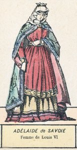 Adelajda Sabaudii, żona Ludwika VI (kolorowy grawerunek) autorstwa French School