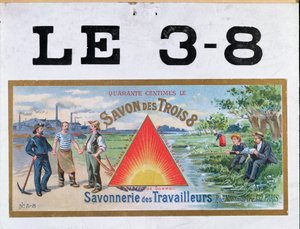Reklama mydła marki 3x8, koniec XIX wieku autorstwa French School