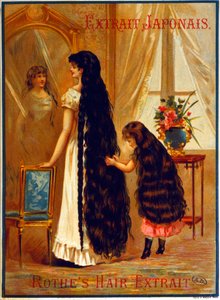 Reklama Extrait Japonais, produktu fryzjerskiego na porost włosów, 1895 autorstwa French School