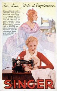 Karta reklamowa maszyn do szycia Singer. autorstwa French School