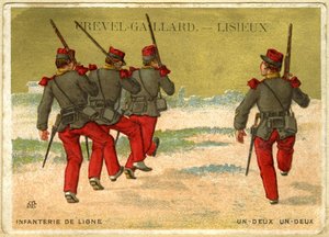 Chromolitografia reklamowa Grevela-Gaillarda, Lisieux, piechoty internetowej, raz dwa, raz dwa (chromolitografia) autorstwa French School