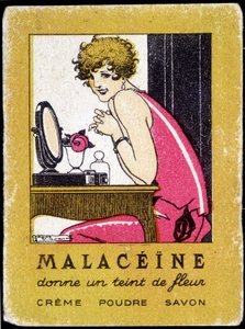 Pocztówka reklamowa produktów kosmetycznych Malacéíne. około 1920 roku. autorstwa French School