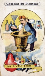 Pocztówka reklamowa fabryki czekolady plantatora. autorstwa French School