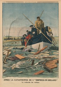 Po klęsce cesarzowej Irlandii w poszukiwaniu ofiar, ilustracja na tylnej okładce z „Le Petit Journal”, dodatek illustre, 14 czerwca 1914 autorstwa French School