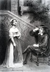 Agnes ze swoim opiekunem Arnolphe, ze Szkoły dla żon, Moliere autorstwa French School