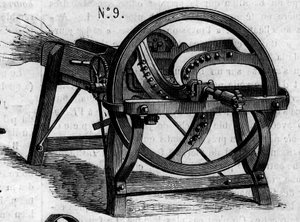 Maszyna rolnicza: angielska siekiera słomiana zaprezentowana na paryskim konkursie rolniczym w 1860 r. Grawer „” Le Monde Illustré” nr 169 z 7 lipca 1860 r. autorstwa French School