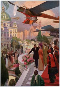 Samoloty w przyszłości. ok. 1910 (grafika) autorstwa French School