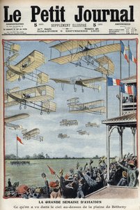 Pokazy lotnicze w Betheny we Francji, ilustracja z francuskiej gazety Le Petit Journal - Meeting d