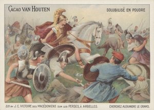 Zwycięstwo Aleksandra Wielkiego nad Persami w bitwie pod Arbelą, 331 pne (chromolitho) autorstwa French School