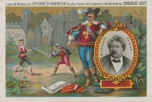 Alexandre Dumas i scena z Trzech muszkieterów autorstwa French School
