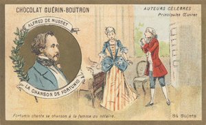 Alfred de Musset (1810-1857), francuski pisarz okresu romantyzmu, autor „Chanson de Fortunio”, poezji (1852) autorstwa French School