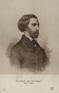 Alfred de Musset, francuski dramaturg, powieściopisarz i poeta (litografia) autorstwa French School