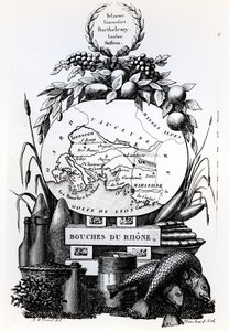 Mapa alegoryczna departamentu Bouches-du-Rhone, ok. 1830 r. autorstwa French School