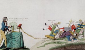 Alegoria Rewolucji Francuskiej usuwająca wszystkie trony koronowanych rabusiów autorstwa French School